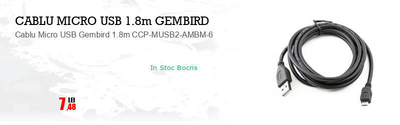 Cablu Micro USB Gembird 1.8m CCP-MUSB2-AMBM-6